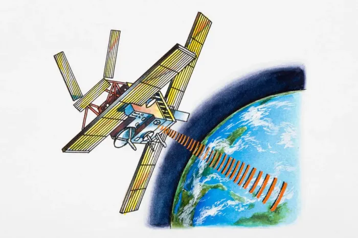 Framed Print : Space station communicating with Earth Framed Print : Space station communicating with Earth