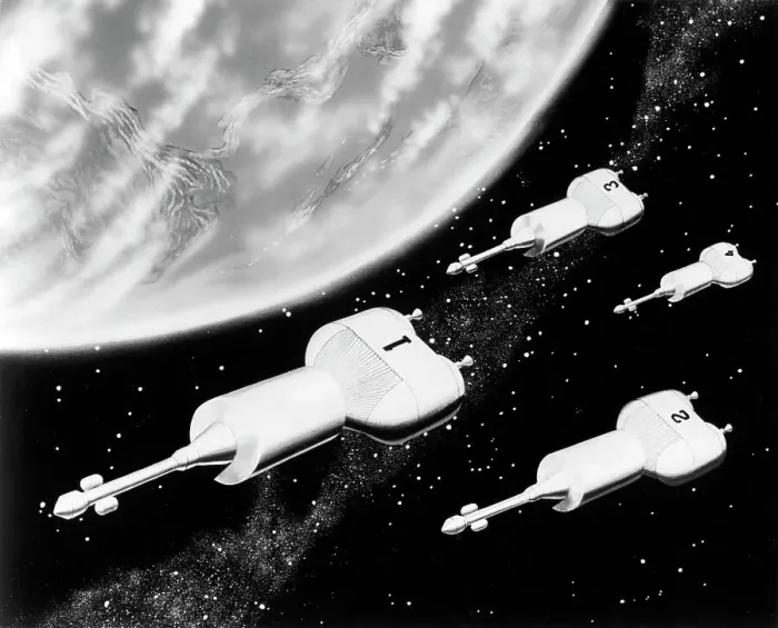 Framed Print : Spaceships In Earth Orbit / Illustration Framed Print : Spaceships In Earth Orbit / Illustration