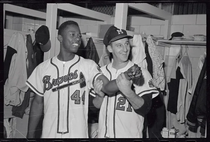 Framed Print : Spahn Checking Aaron's Arm Framed Print : Spahn Checking Aaron's Arm