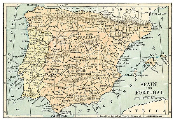 Spain and Portugal map 1875
