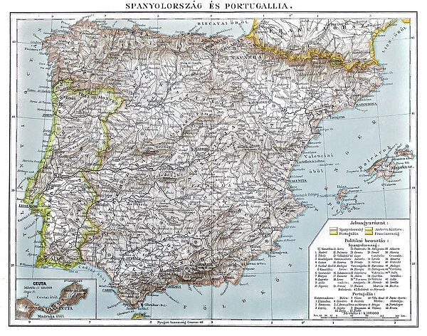 Spain and Portugal map 1875