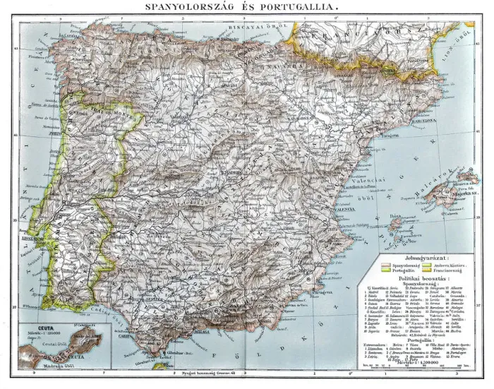 Framed Print : Spain and Portugal map 1875 Framed Print : Spain and Portugal map 1875