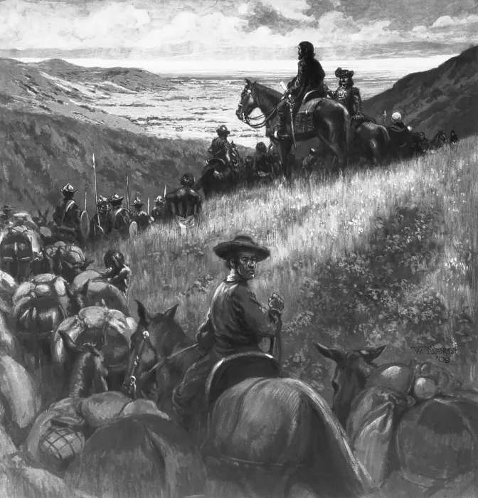 Framed Print : Spanish Explorers on Horseback Framed Print : Spanish Explorers on Horseback