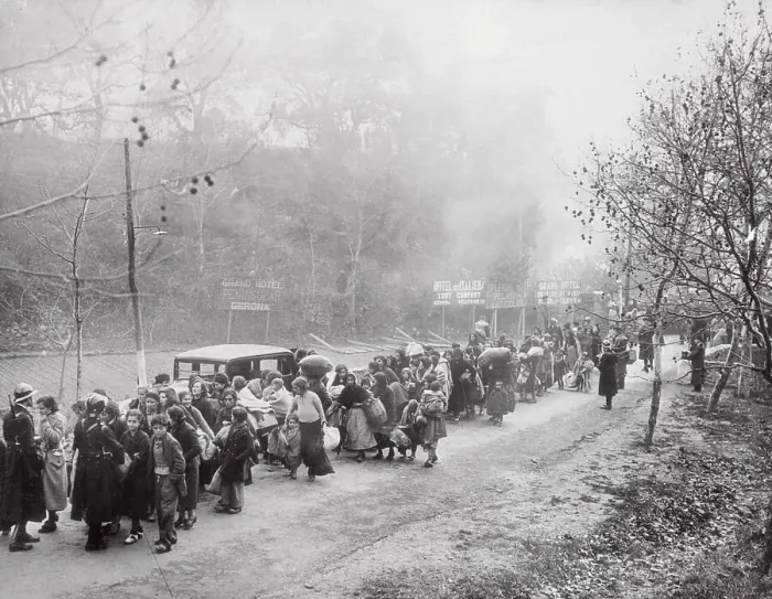 Framed Print : Spanish Refugees Traveling on Foot to French Territory Framed Print : Spanish Refugees Traveling on Foot to French Territory