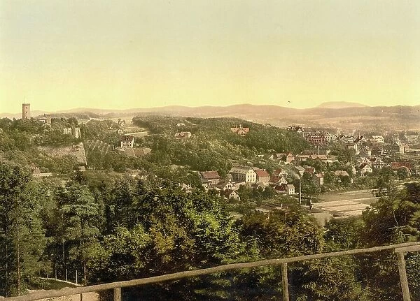 Sparenburg, Bielefeld in North Rhine-Westphalia, Germany, Historical, Photochrome print from the 1890s