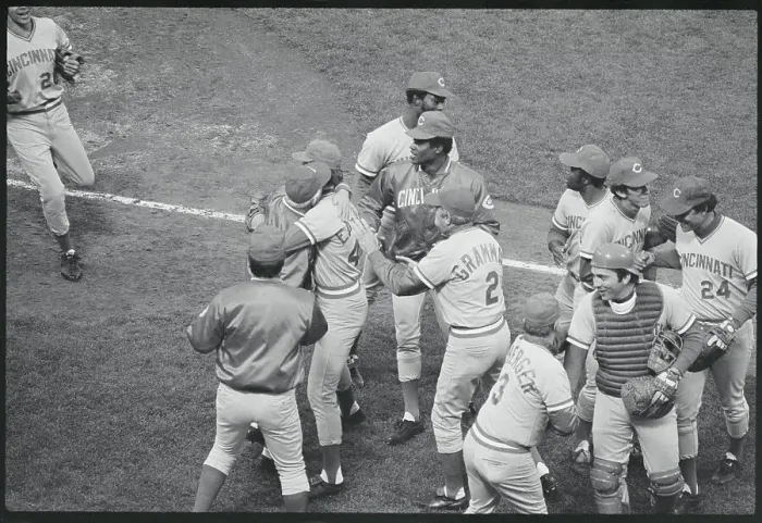 Framed Print : Sparky Anderson Embracing Rawly Eastwick Framed Print : Sparky Anderson Embracing Rawly Eastwick