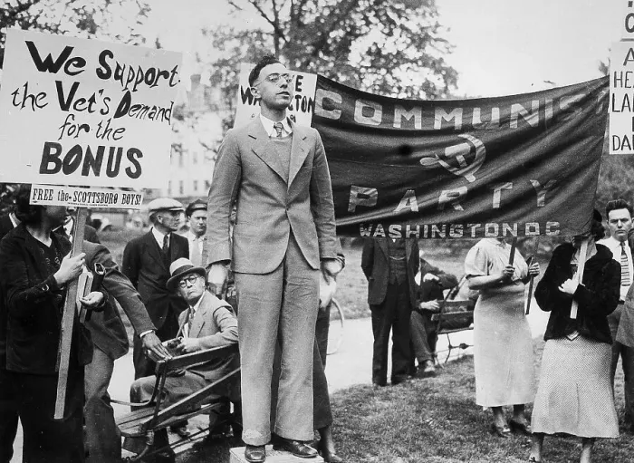 Framed Print : Speaker and Signs at Communist Rally Framed Print : Speaker and Signs at Communist Rally