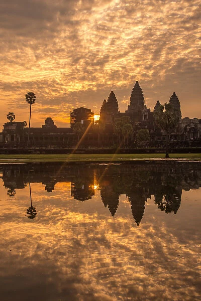 The spectacular landscape of Angkor Wat the world heritage site of Cambodia during the sunrise