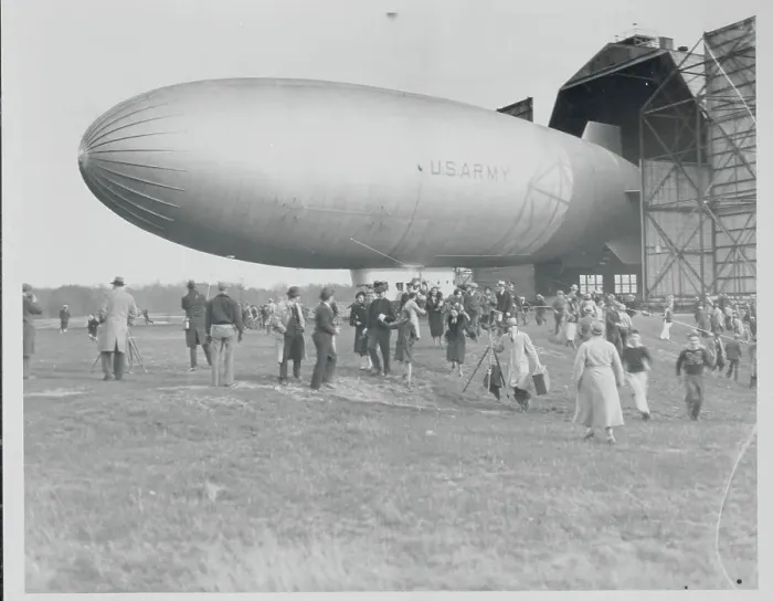 Framed Print : Spectators at Army Blimp Initial Flight Ceremony Framed Print : Spectators at Army Blimp Initial Flight Ceremony