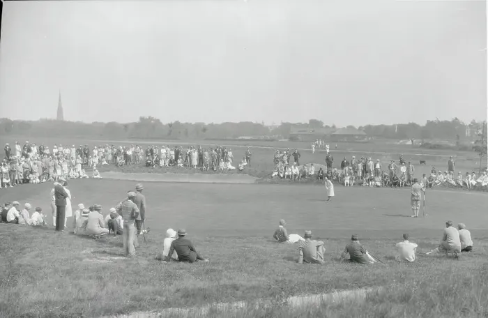 Framed Print : Spectators and Golfing Professionals on the Green Framed Print : Spectators and Golfing Professionals on the Green
