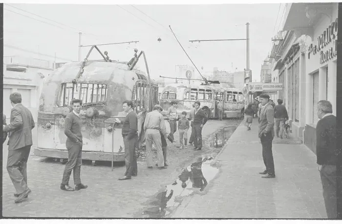 Framed Print : Spectators Observing Riot Damage Framed Print : Spectators Observing Riot Damage
