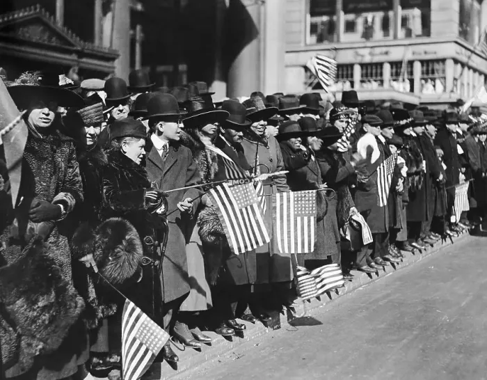 Framed Print : Spectators Watching Patriotic Parade Framed Print : Spectators Watching Patriotic Parade