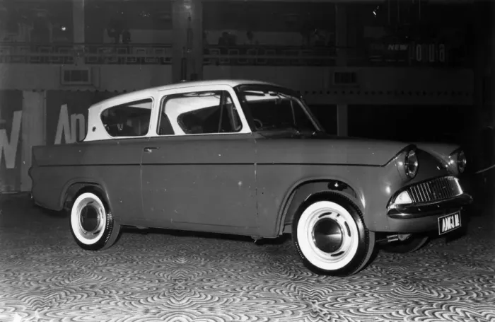 Framed Print : Speedster. 30th September 1959: The Ford Anglia a two door saloon with a 997cc engine Framed Print : Speedster. 30th September 1959: The Ford Anglia a two door saloon with a 997cc engine
