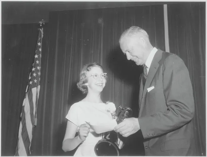 Framed Print : Spelling Bee Winner Receiving Her Award Framed Print : Spelling Bee Winner Receiving Her Award
