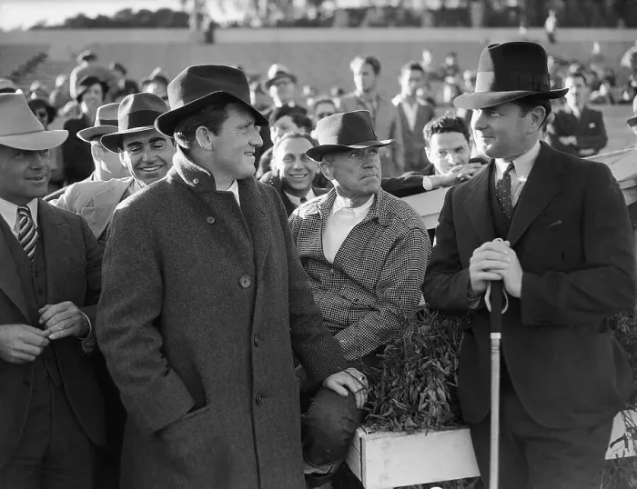 Framed Print : Spencer Tracy Chats with Will Rogers