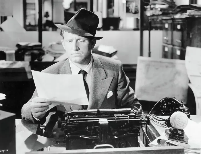 Framed Print : Spencer Tracy As Sports Writer In Movie