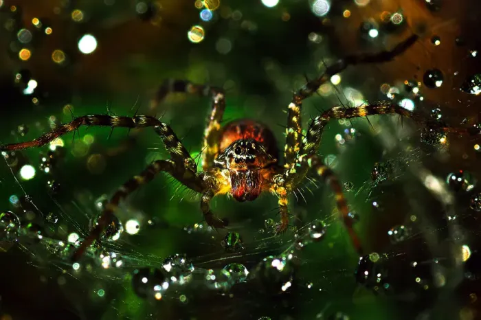Framed Print : The spider macro photography