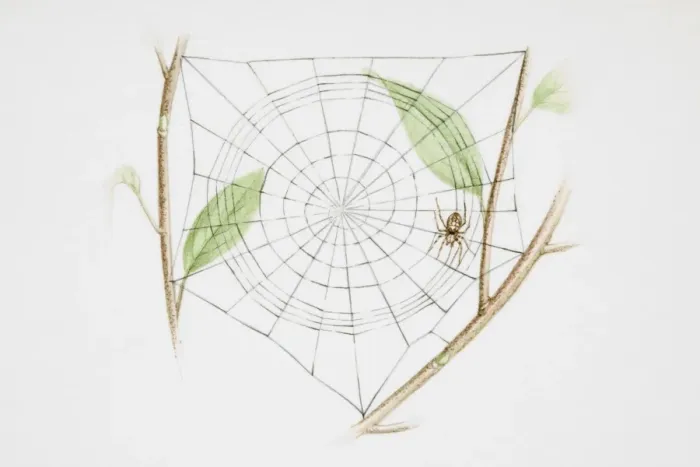 Framed Print : Spider in web, woven between twigs Framed Print : Spider in web, woven between twigs