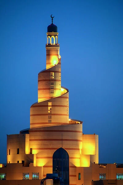 The spiral minaret of the Fanar Qatar Islamic Cultural Center, Doha, Qatar