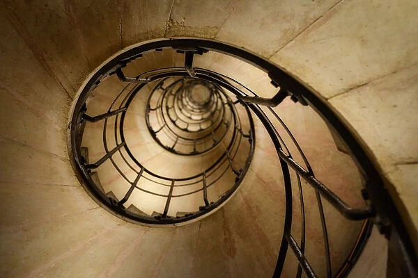 Spiral staircase inside the Triumphal Arch of Paris