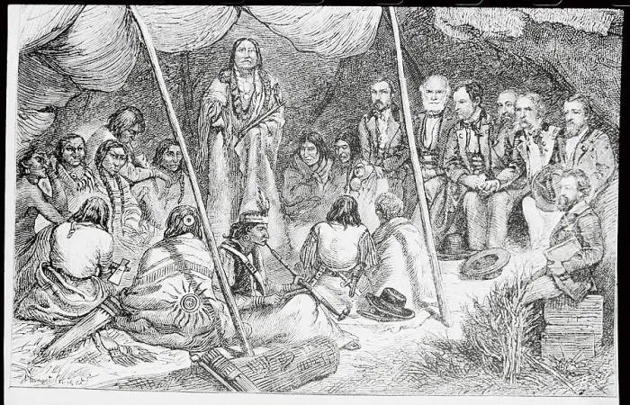 Framed Print : Spotted Tail Speaking to Indian Council Framed Print : Spotted Tail Speaking to Indian Council