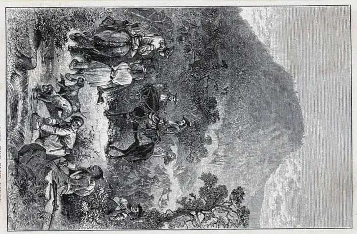 Framed Print : Spotwood'S Expedition; Woodcut;Blue Ridg Framed Print : Spotwood'S Expedition; Woodcut;Blue Ridg