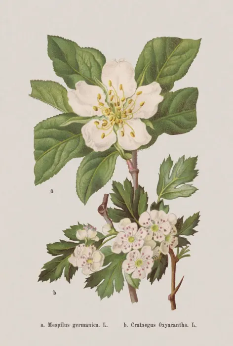 Framed Print : Spring flowers (Rosaceae), chromolithograph, published in 1884 Framed Print : Spring flowers (Rosaceae), chromolithograph, published in 1884
