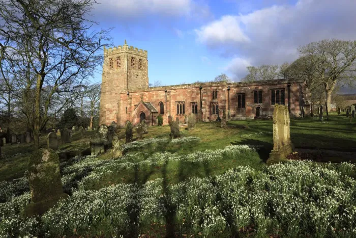 Framed Print : Spring Snowdrops, St Michaels parish church Brough Framed Print : Spring Snowdrops, St Michaels parish church Brough