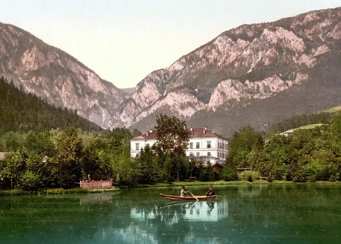 Framed Print : The Springhaus, Brunnenhaus, in Reichenau an der Rax is a market town located at the foothills of the Vienna Alps in Lower Austria, Austria, around 1890, Historic, digitally restored reproduction from a 19th century original, Europe Framed Print : The Springhaus, Brunnenhaus, in Reichenau an der Rax is a market town located at the foothills of the Vienna Alps in Lower Austria, Austria, around 1890, Historic, digitally restored reproduction from a 19th century original, Europe