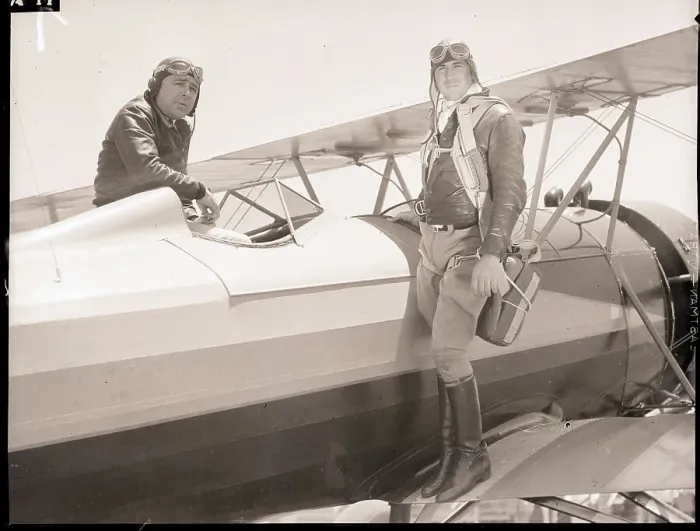 Framed Print : Spud Manning and Clarence Brown with Airplane Framed Print : Spud Manning and Clarence Brown with Airplane