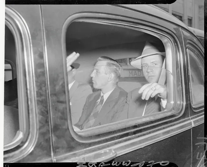 Framed Print : Spy Suspect Felix Jahnke Being Transported by Automobile Framed Print : Spy Suspect Felix Jahnke Being Transported by Automobile