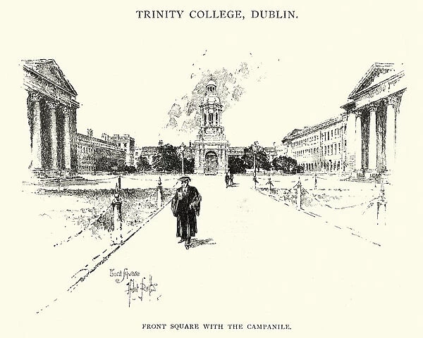 Front Square with Campanile of Trinity College, Dublin, 1892
