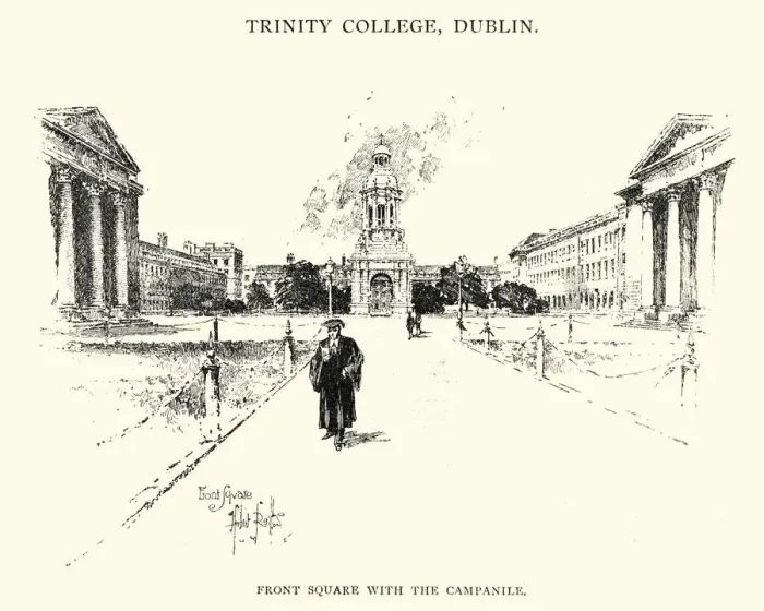 Framed Print : Front Square with Campanile of Trinity College, Dublin, 1892 Framed Print : Front Square with Campanile of Trinity College, Dublin, 1892