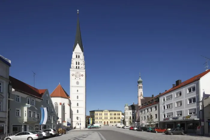 Framed Print : Square with the Parish Church of St. John the Baptist, Pfaffenhofen an der Ilm, Hallertau or Holledau, Upper Bavaria, Bavaria, Germany, Europe Framed Print : Square with the Parish Church of St. John the Baptist, Pfaffenhofen an der Ilm, Hallertau or Holledau, Upper Bavaria, Bavaria, Germany, Europe