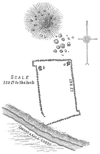 Squier Map of Kanadaseaga Fort near Geneva in Ontario County, New York, USA