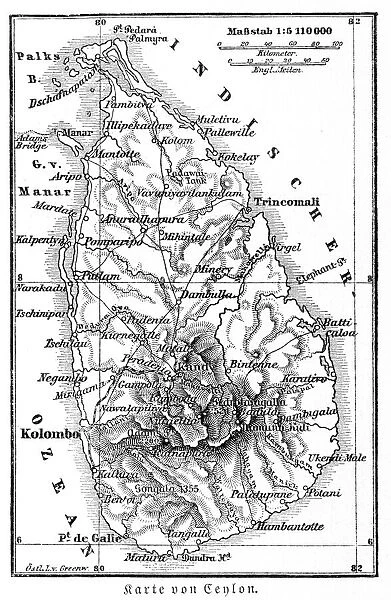 Srilanka former Ceylon map 1895