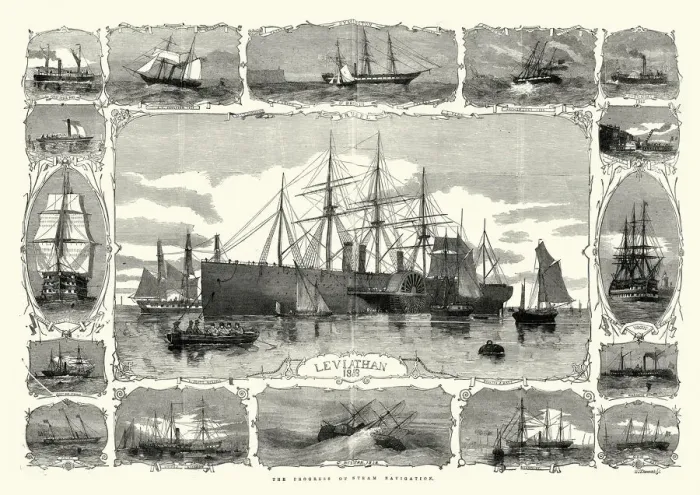 Framed Print : SS Great Eastern (Leviathan), iron sailing steamship Framed Print : SS Great Eastern (Leviathan), iron sailing steamship