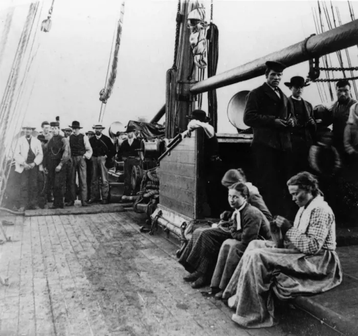 Framed Print : SS Hero. Norwegian emigrants en route to America on board the SS Hero Framed Print : SS Hero. Norwegian emigrants en route to America on board the SS Hero