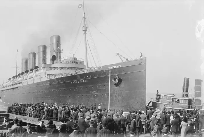 Framed Print : S.S. Mauretania Being Towed Framed Print : S.S. Mauretania Being Towed