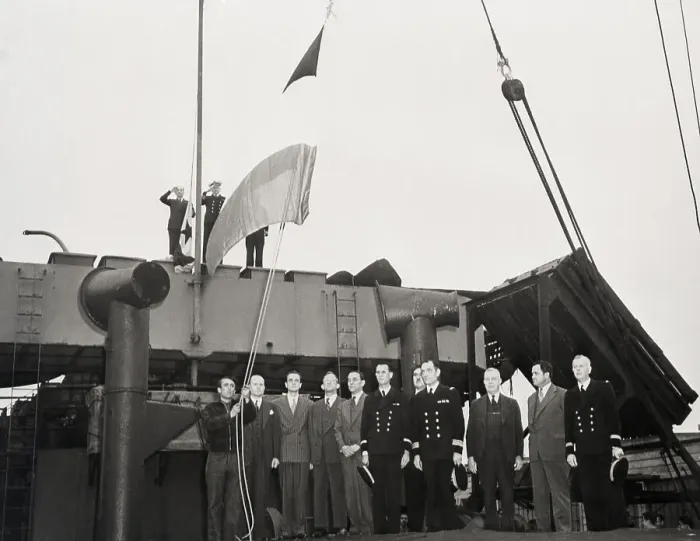Framed Print : Ss Wisconsin Returned To France: Ceremon Framed Print : Ss Wisconsin Returned To France: Ceremon