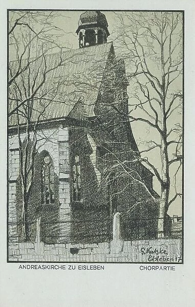 St. Andrew's Church, Eisleben, Mansfeld-Suedharz County, Saxony-Anhalt, Germany, view from around 1910, digital reproduction of a historical postcard, from that time, exact date unknown