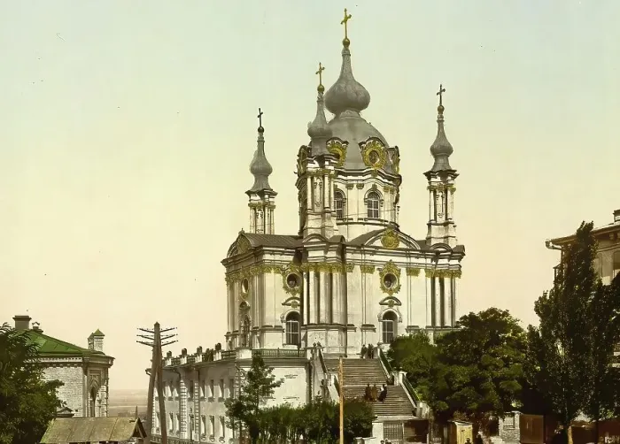 Framed Print : St. Andrew's Church, Kiev, Russia, Ukraine, c. 1890, Historic, digitally enhanced reproduction of a photochrome print of the period Framed Print : St. Andrew's Church, Kiev, Russia, Ukraine, c. 1890, Historic, digitally enhanced reproduction of a photochrome print of the period
