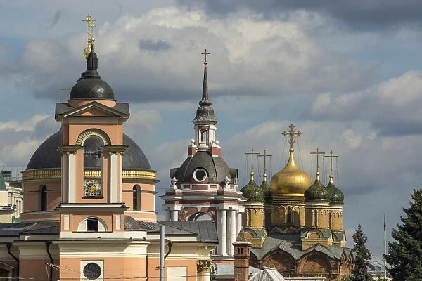 St Barbaras church and Znamensky monastery at Kitay gorod area in Moscow, Russia