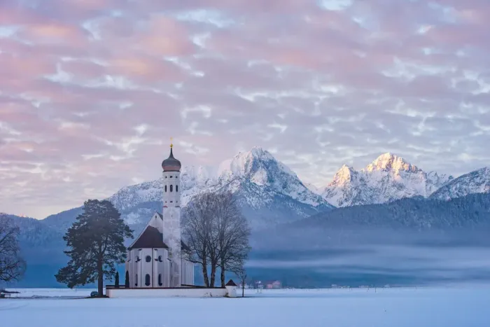 Framed Print : St. Coloman at wintertime, Allgaeu, Germany