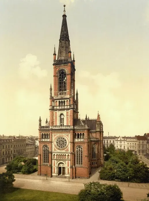 Framed Print : St. John's Church in Duesseldorf, North Rhine-Westphalia, Germany, Historic, digitally restored reproduction of a photochromic print from the 1890s