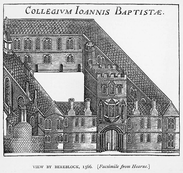 St Johns Oxford. An engraving of the college of St John the Baptist