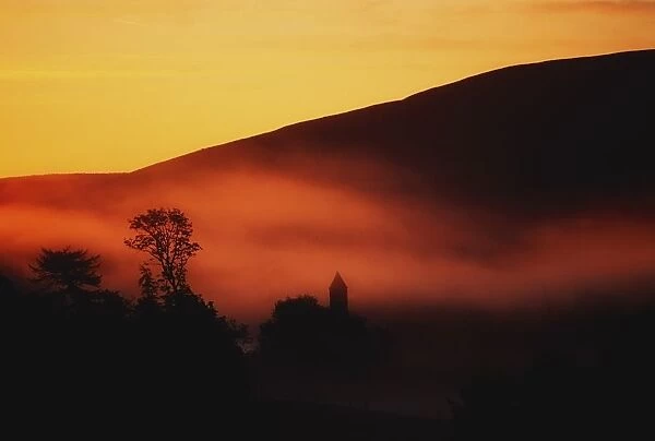 St. Kevins Church at sunrise, Glendalough, Co Wicklow, Ireland