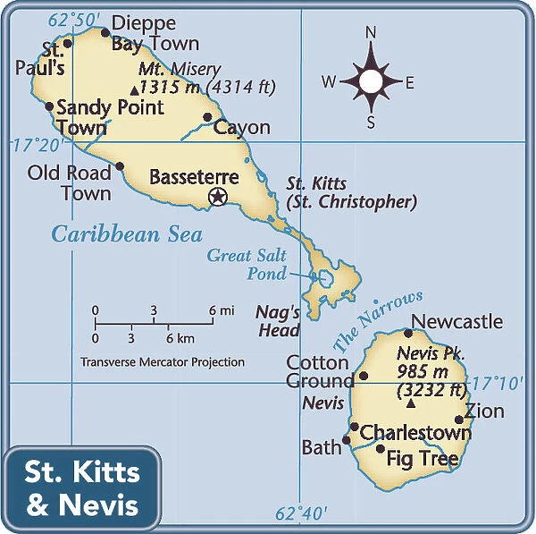 St. Kitts and Nevis country map