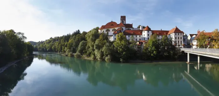 Framed Print : St. Mang Basilica and Lech river, Fussen, Ostallgaeu, Allgaeu, Swabia, Bavaria, Germany, Europe Framed Print : St. Mang Basilica and Lech river, Fussen, Ostallgaeu, Allgaeu, Swabia, Bavaria, Germany, Europe