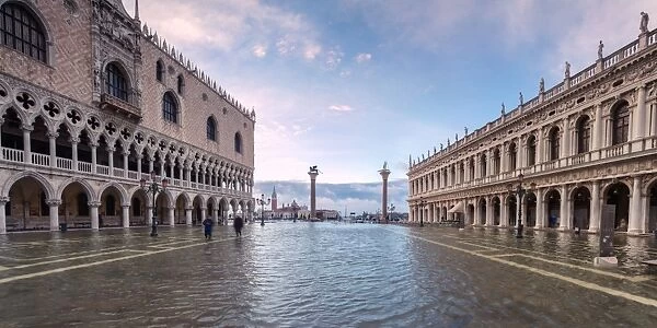 St Marks square flooded with acqua alta, Venice